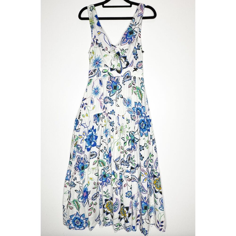 Zara Floral Paisley Cut Out Sleeveless Tie Back Blogger Midi Dress Women's XS